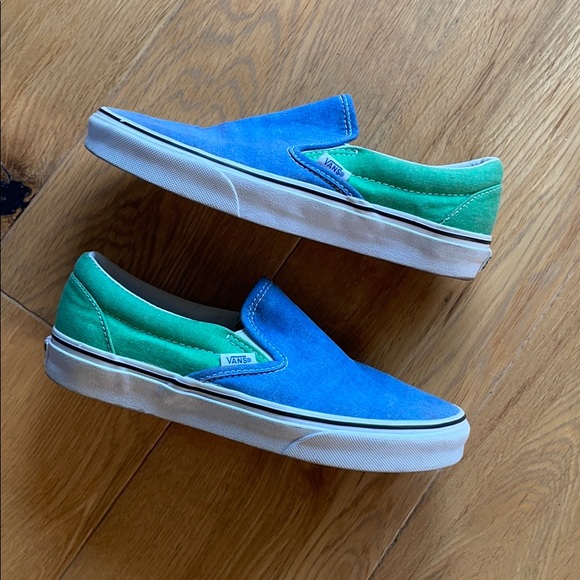 vans slip ons teal